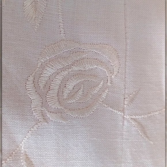 Victoria Holley Soft Pink w/Silky Floral Embroidery Linen Dress Women's Size 10 - Picture 10 of 11